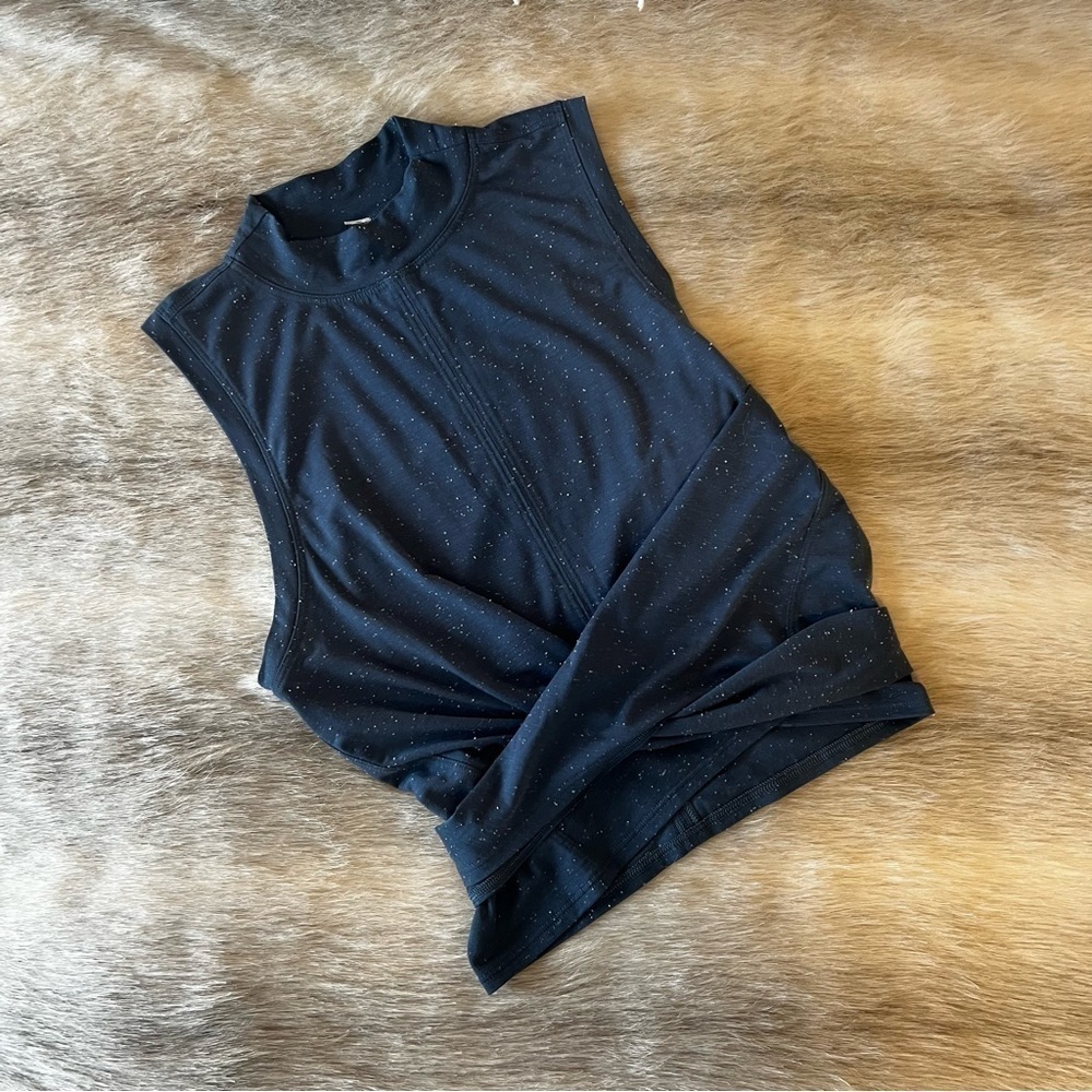 LULULEMON Blue Time to Restore Mock Neck Wrap Around Tie Back Tank Top Bra 4